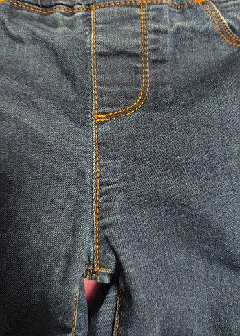 Kız Çocuk Elastik Bel Koyu Mavi Kot Pantolon - Görsel 3