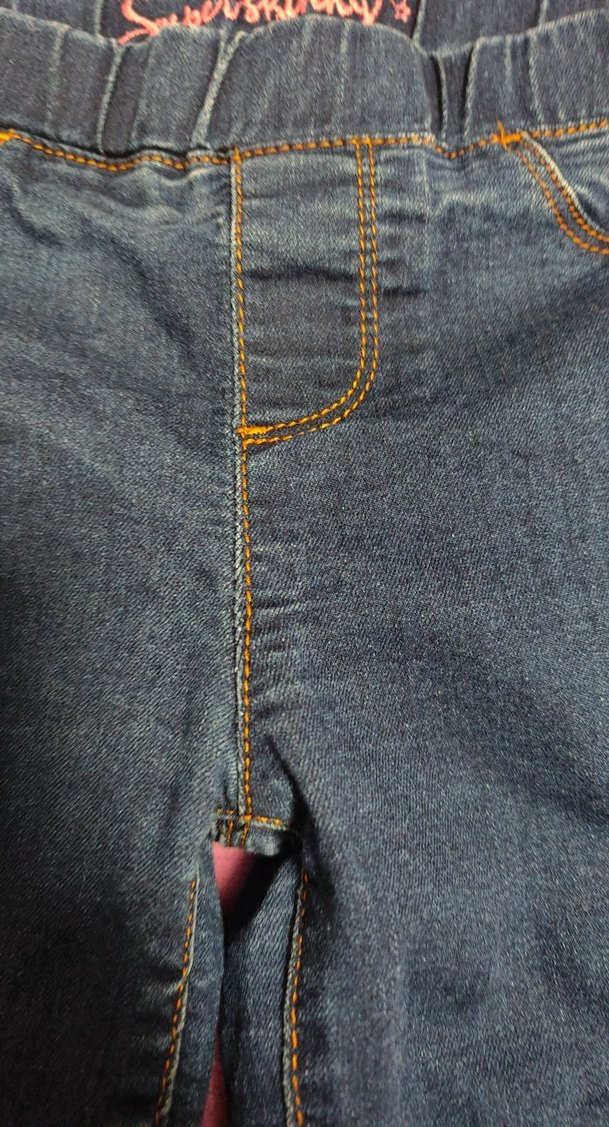 Kız Çocuk Elastik Bel Koyu Mavi Kot Pantolon - Görsel 3