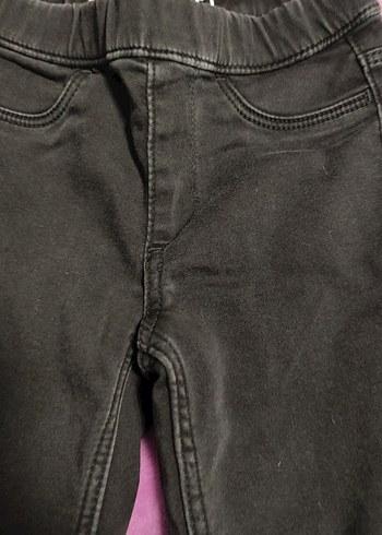 Kız Çocuk Siyah Elastik Bel Denim Pantolon - Görsel 3