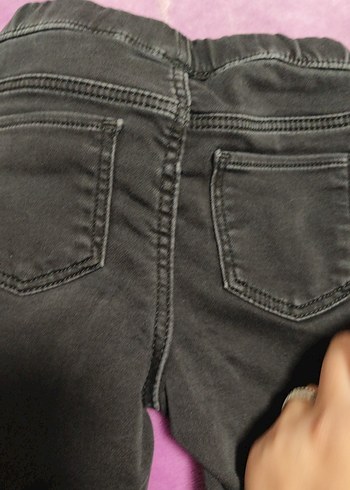 Kız Çocuk Siyah Elastik Bel Denim Pantolon - Görsel 5