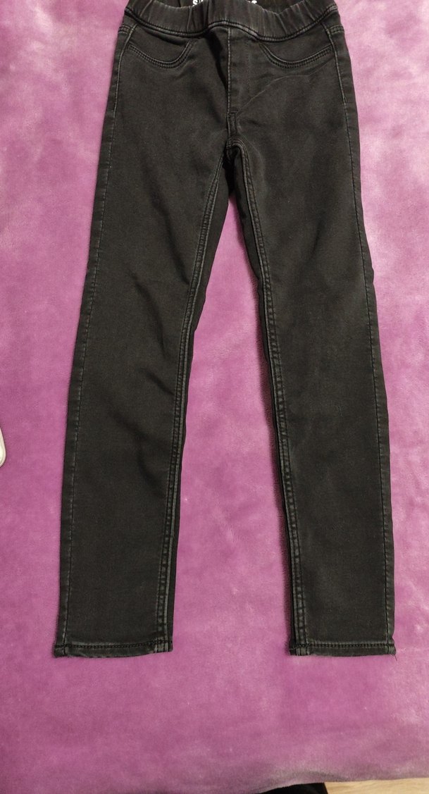 Kız Çocuk Siyah Elastik Bel Denim Pantolon - Görsel 2