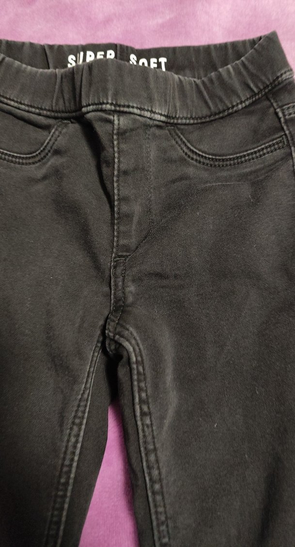 Kız Çocuk Siyah Elastik Bel Denim Pantolon - Görsel 3