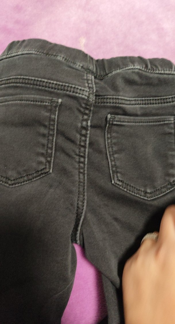 Kız Çocuk Siyah Elastik Bel Denim Pantolon - Görsel 5