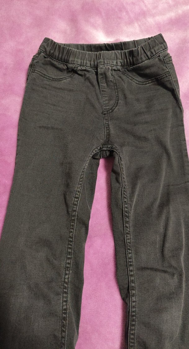 kiz Çocuk Koyu Gri Dar Kesim Kot Pantolon - Görsel 2