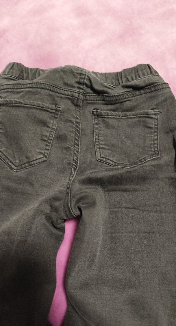 kiz Çocuk Koyu Gri Dar Kesim Kot Pantolon - Görsel 5