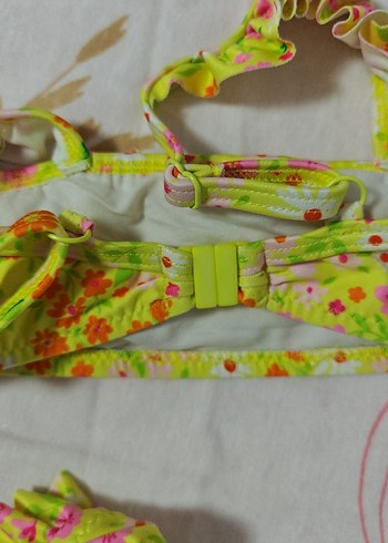 9-12 Ay Beden sarı Renk Sarı Renkli Çiçek Desenli Kız Bikini