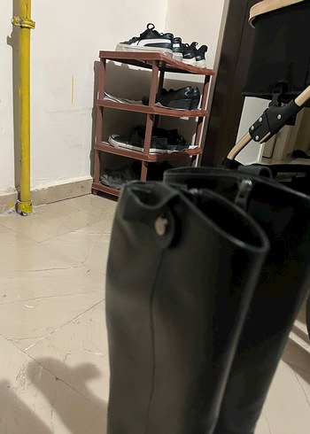 Marjin Kadın Siyah Dizüstü Lastik Çizme