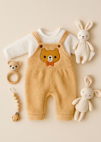 Nakışlı Ayıcık Detaylı versoftlu  Bebek Tulumu - Görsel 4