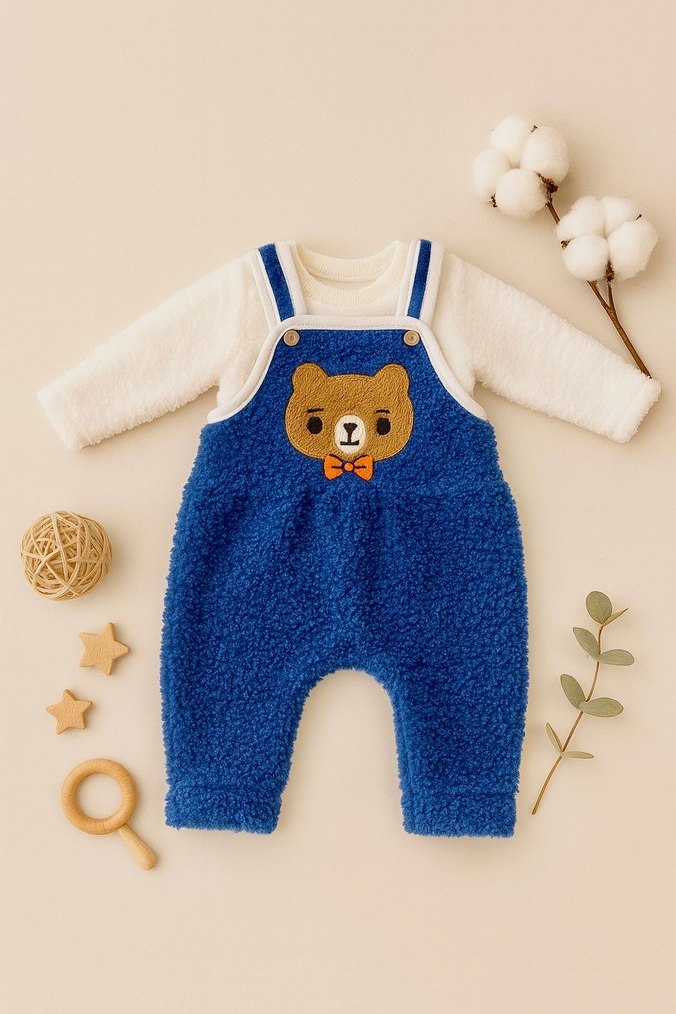 Nakışlı Ayıcık Detaylı versoftlu  Bebek Tulumu - Görsel 2