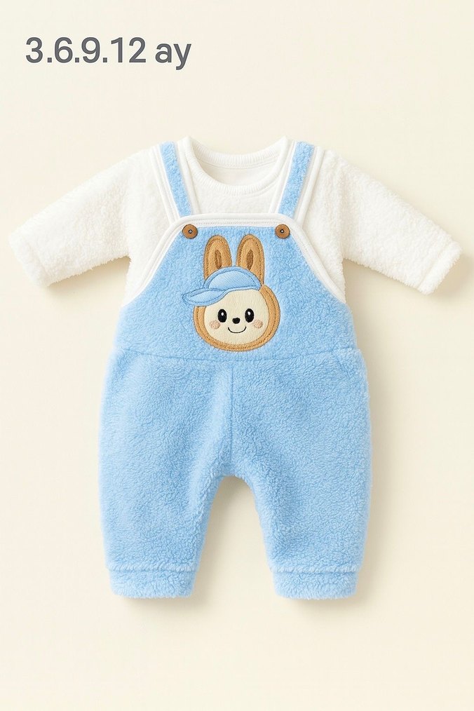 Nakışlı versoftlu Mavi Bebek Tulum - Görsel 2