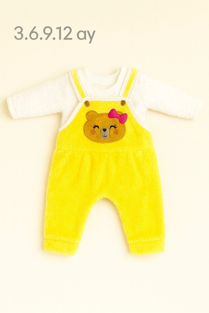 Pembe Nakışlı Örgü Bebek Tulum - Görsel 2