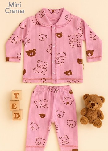 Renkli Baskılı Beyaz Bebek Takımı - Görsel 4