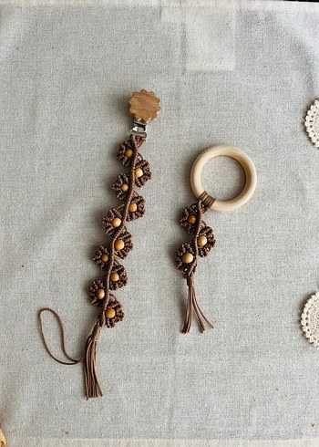 Doğal Ahşap Diş Kaşıyıcı ve Çıngırak Seti - Görsel 3