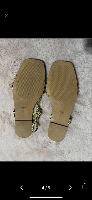 38 Beden altın Renk Zara örgü detaylı gold sandalet