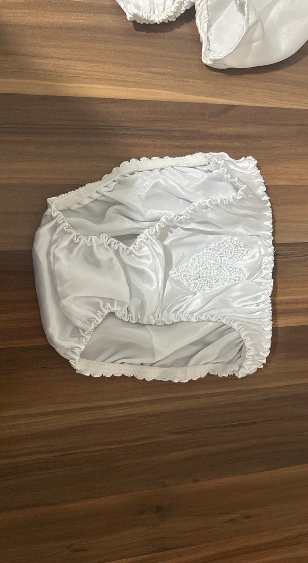 Beyaz Mini Saten İp Askılı Vintage Pijama Takımı - Görsel 5