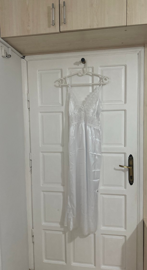 Nakışlı Uzun Beyaz Vintage Kadın Sabahlık ve Gecelik - Görsel 4