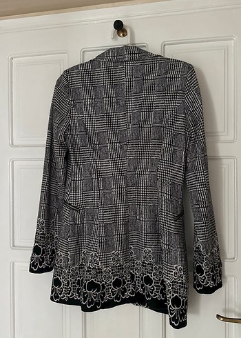 Gri İşlemeli Uzun Kadın Blazer Ceket - Görsel 2