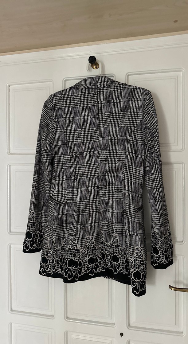 Gri İşlemeli Uzun Kadın Blazer Ceket - Görsel 2