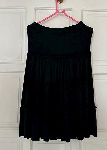 Siyah Fırfırlı Midi Uzun Etek - Görsel 2