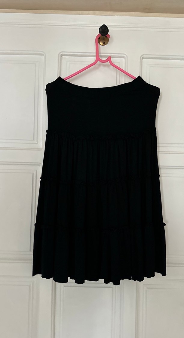 Siyah Fırfırlı Midi Uzun Etek - Görsel 2