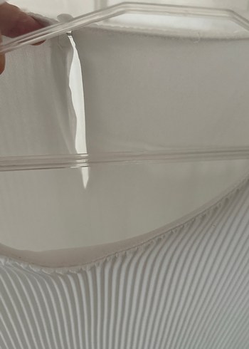 Beyaz Piliseli Uzun Kollu Kadın Tunik - Görsel 3