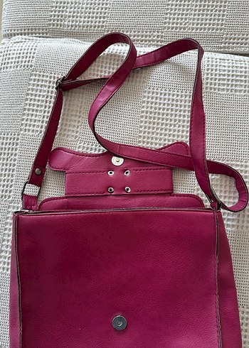 Pembe Nakışlı Deri Kadın Çanta - Görsel 4