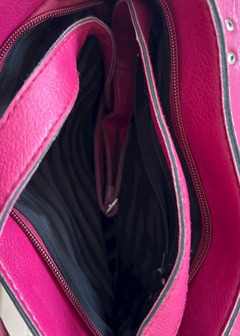 Pembe Nakışlı Deri Kadın Çanta - Görsel 3