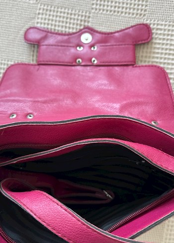 Pembe Nakışlı Deri Kadın Çanta - Görsel 2