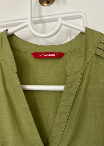 Kemerli Kolsuz Hamile Keten Tunik - Görsel 2