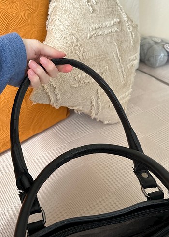 Siyah Deri Tokalı Kadın Çanta - Görsel 6