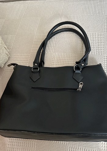 Siyah Deri Tokalı Kadın Çanta - Görsel 4