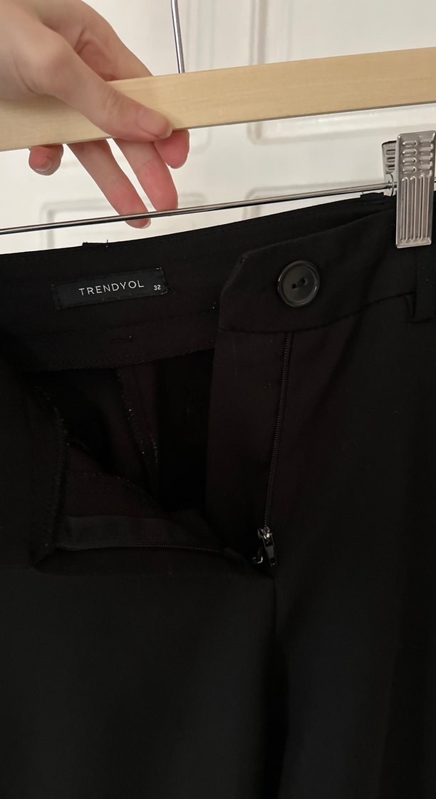 Siyah Kadın Denim Kemerli Pantolon - Görsel 5