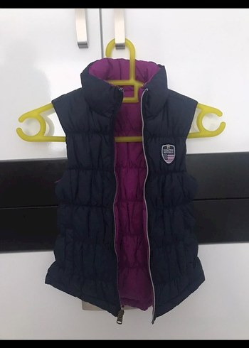 Fermuarlı Mor Kolsuz Çocuk Mont - Görsel 3