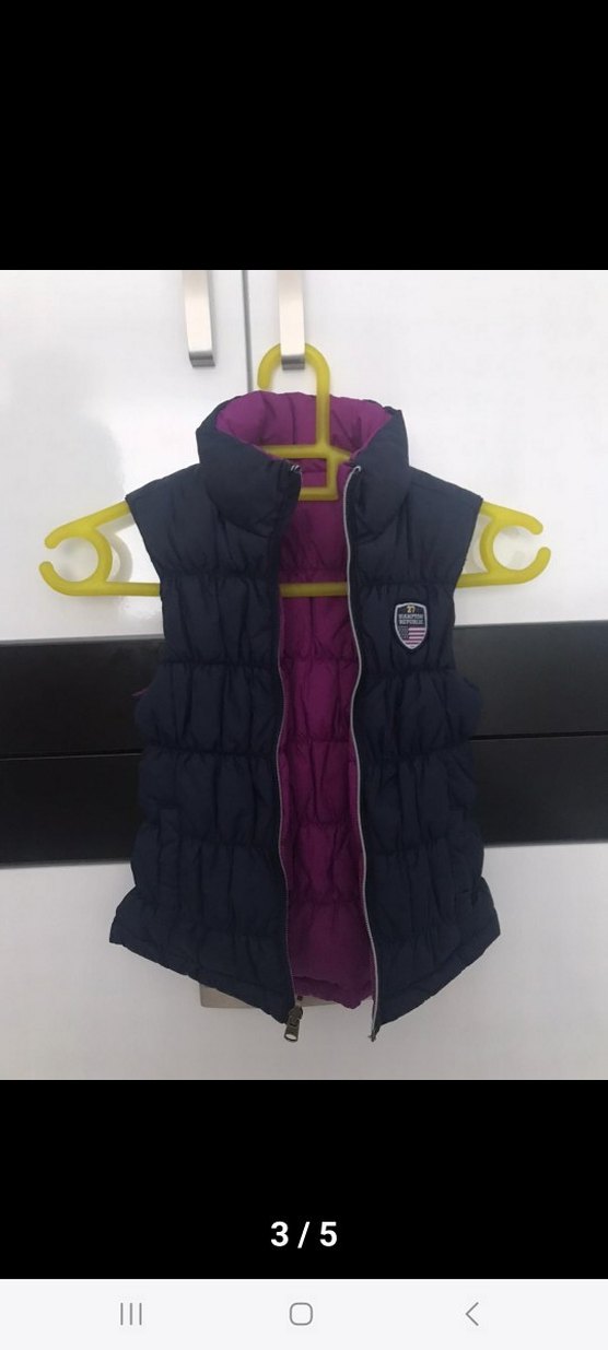 Fermuarlı Mor Kolsuz Çocuk Mont - Görsel 3