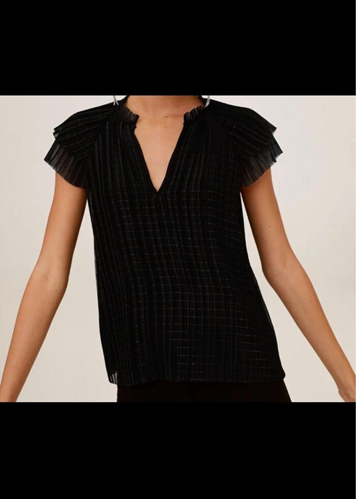 Mango metalik iplikli bluz - Görsel 2