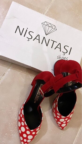 Nişantaşıshoes kırmızı puantiyeli topuklu - Görsel 5