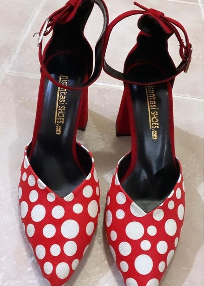 Nişantaşıshoes kırmızı puantiyeli topuklu - Görsel 2