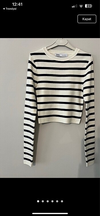 Zara çizgili bluz crop