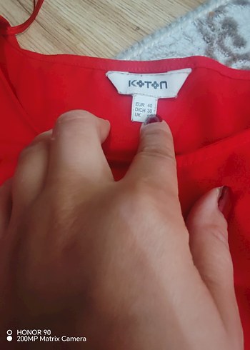 Kırmızı Kısa Kollu Salaş Keten Bluz - Görsel 3