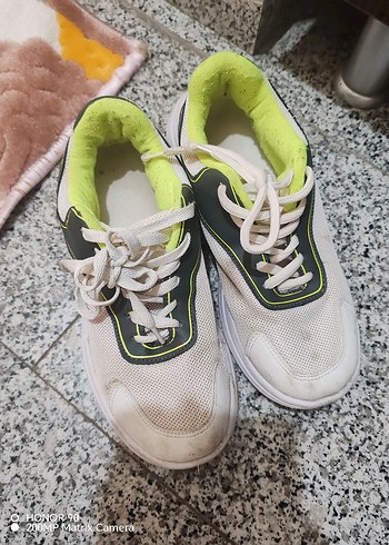 Beyaz Gri Bağcıklı Kadın Spor Ayakkabı - Görsel 4