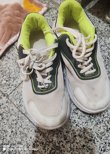 Beyaz Gri Bağcıklı Kadın Spor Ayakkabı - Görsel 6