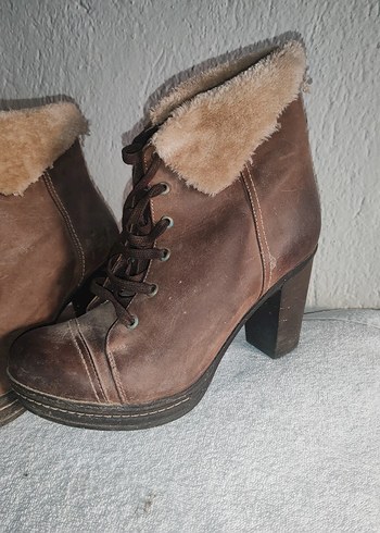 Kahverengi Deri Kürklü Dolgu Topuk Bot - Görsel 2
