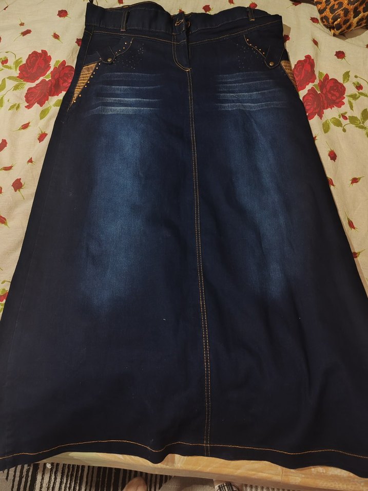 Kadın Mavi Nakışlı Slim Denim Pantolon - Görsel 2