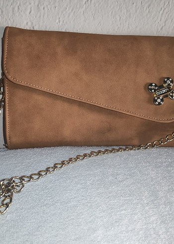 Zincir Detaylı Süet Bej Kadın Çanta - Görsel 2