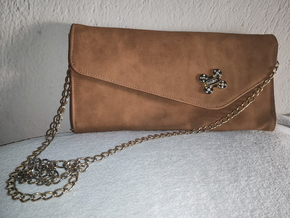 Zincir Detaylı Süet Bej Kadın Çanta - Görsel 2