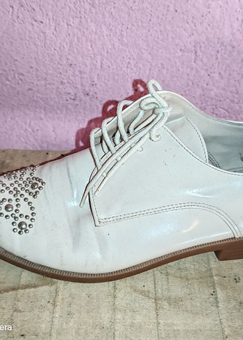 Bej Deri kadın ayakkabı - Görsel 2