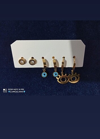Çelik 6li set küpe 