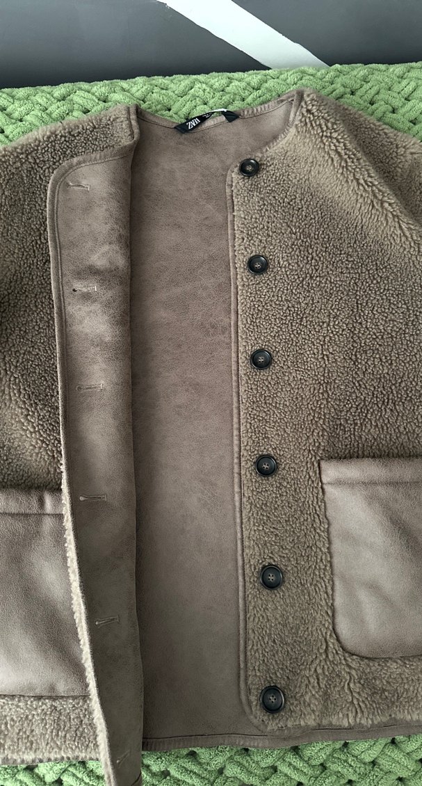 Düğmeli Kahverengi Kadın Peluş Ceket - Görsel 5