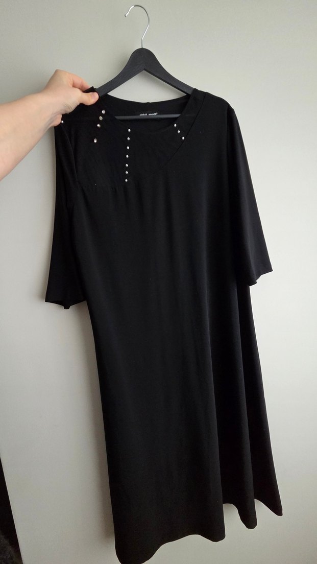 Siyah Uzun Kollu Kadın büyük beden abiye elbise - Görsel 2