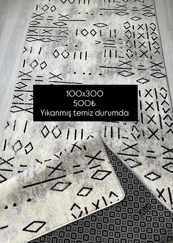 100x300 cm Yıkanmış Temiz Halı